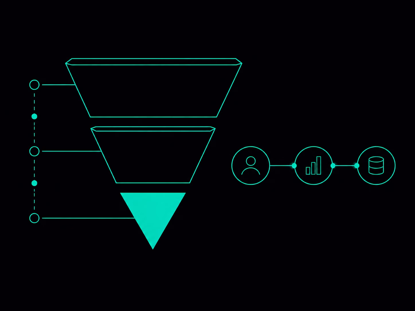 SaaS & Tech industry — stylized funnel and attribution illustration